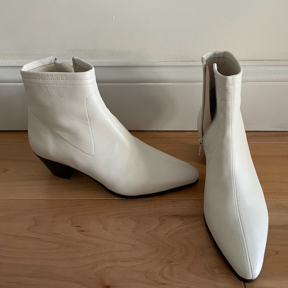 maje white leather ankle boots sz 7